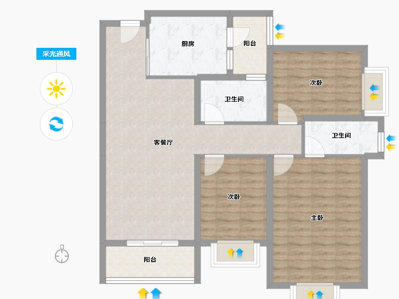 云南省-昆明市-俊发城-92.38-户型库-采光通风