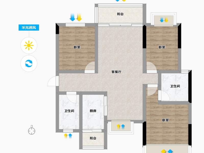 四川省-成都市-炎华置信上林景著-79.25-户型库-采光通风