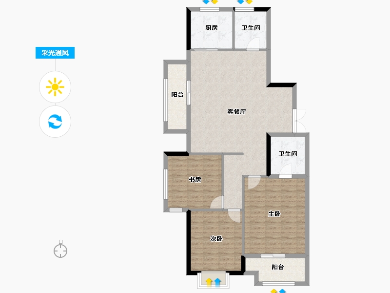 江苏省-徐州市-绿城蘭园-107.84-户型库-采光通风