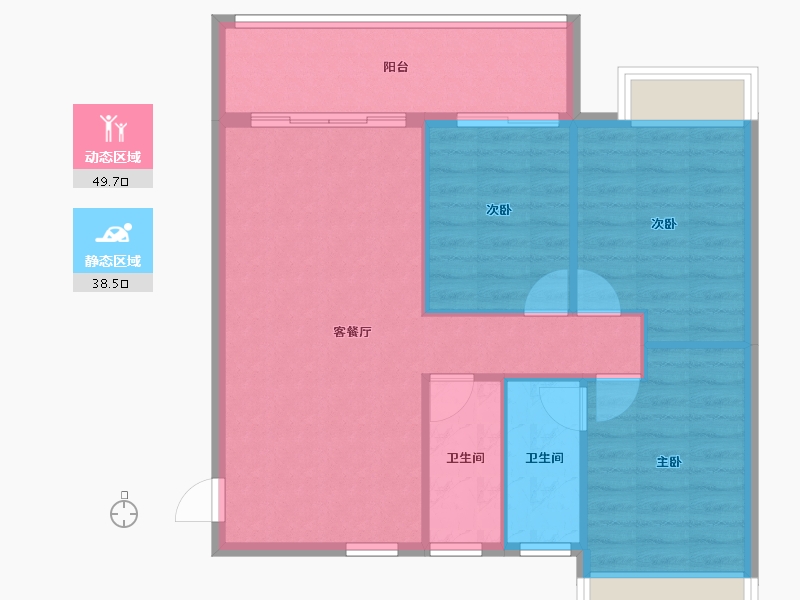 海南省-三亚市-海棠湾8号温泉公馆-80.67-户型库-动静分区