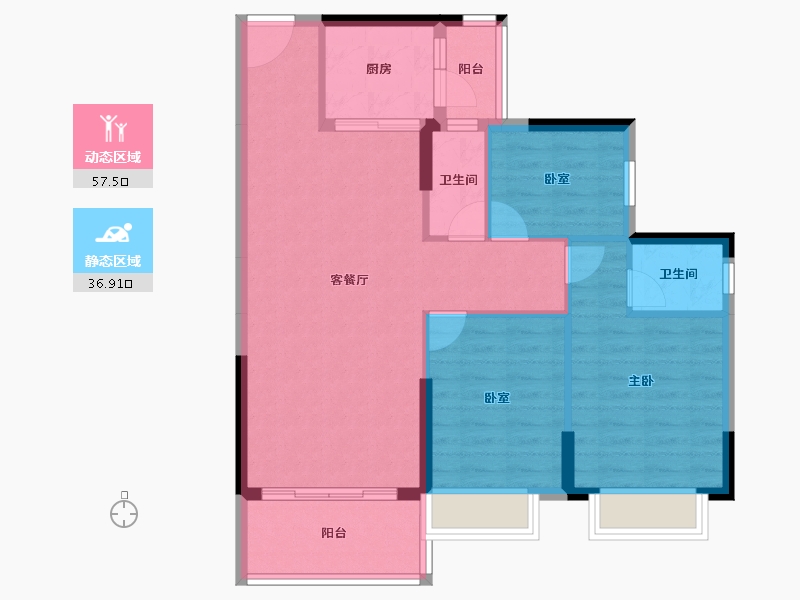 广东省-惠州市-沣盛凤凰城-85.27-户型库-动静分区