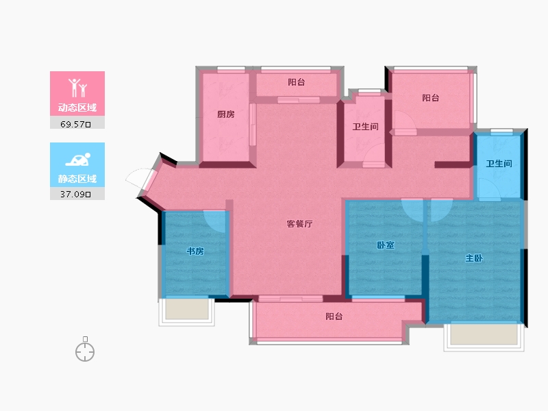 广东省-惠州市-珀尔世家花园-93.46-户型库-动静分区