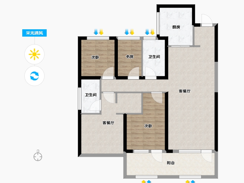 山东省-青岛市-华新园央和府-114.10-户型库-采光通风