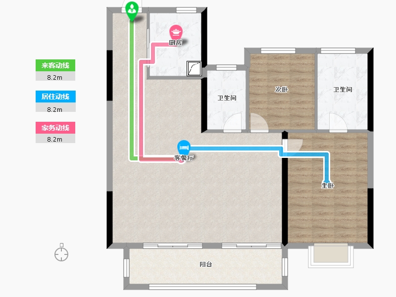 江苏省-徐州市-益兴康馨名樾-105.76-户型库-动静线