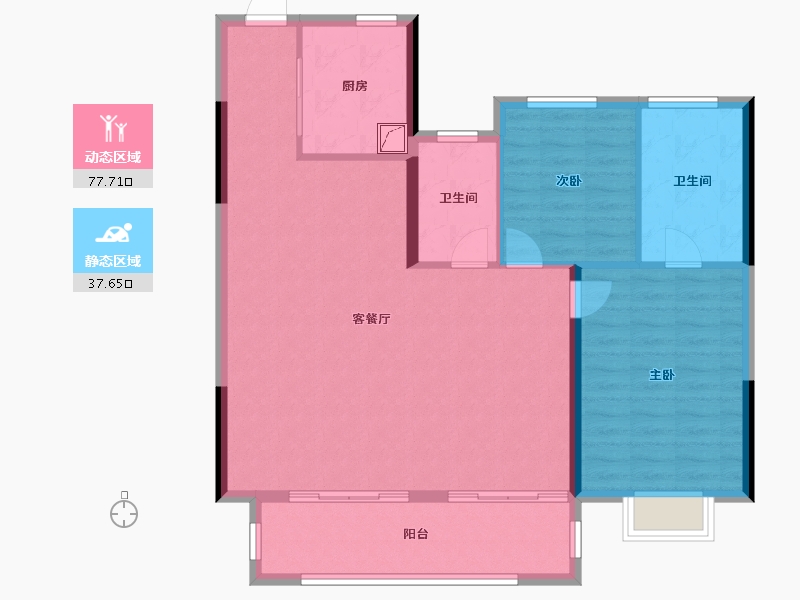 江苏省-徐州市-益兴康馨名樾-105.76-户型库-动静分区