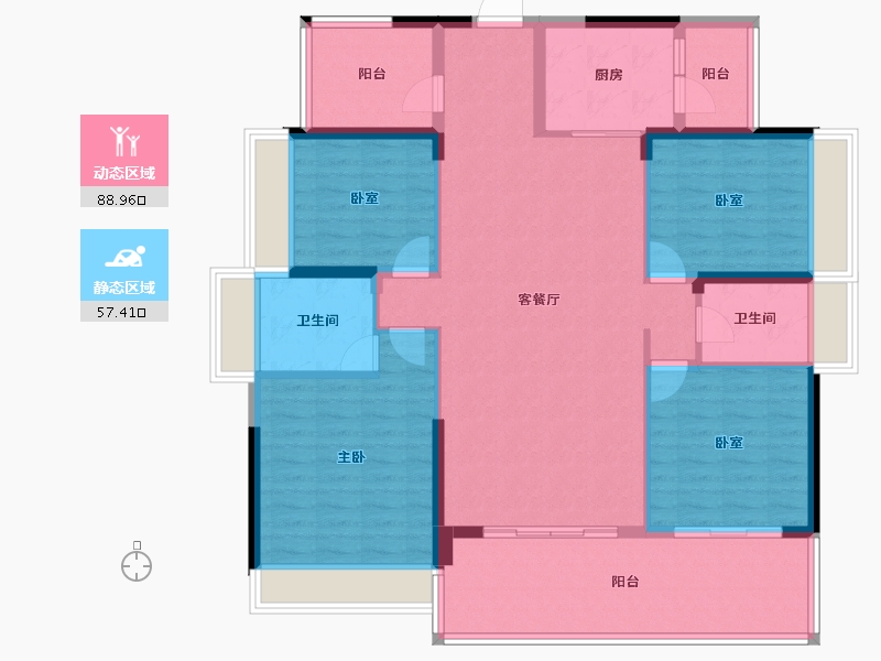 广东省-惠州市-​隆生西江花园-132.80-户型库-动静分区