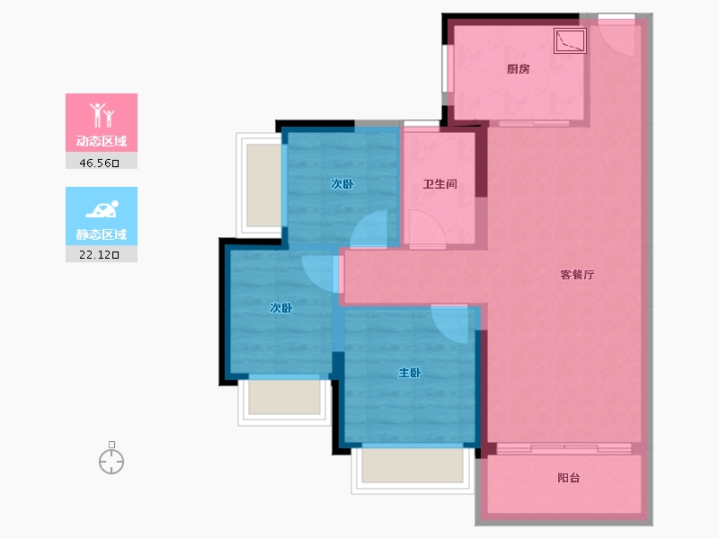 广东省-惠州市-碧桂园中洲云麓花园-60.79-户型库-动静分区