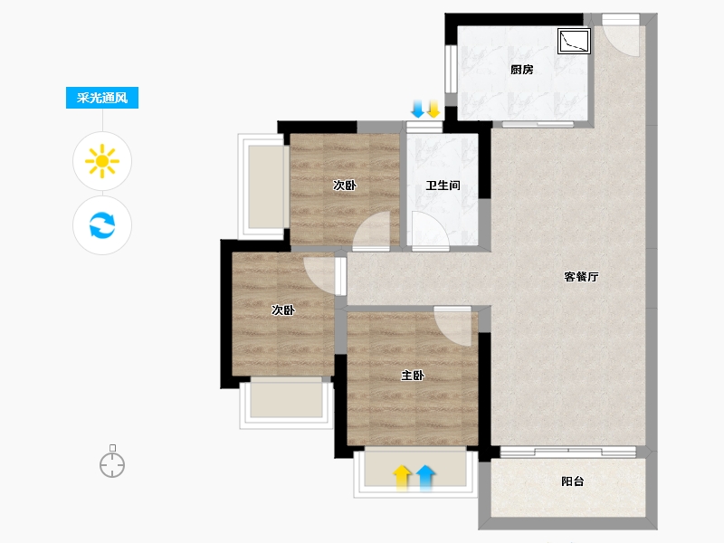 广东省-惠州市-碧桂园中洲云麓花园-60.79-户型库-采光通风