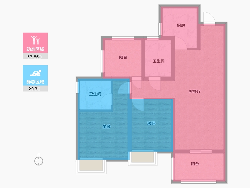 广东省-江门市-台山保利中央公馆-77.90-户型库-动静分区