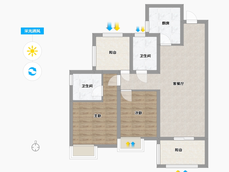 广东省-江门市-台山保利中央公馆-77.90-户型库-采光通风