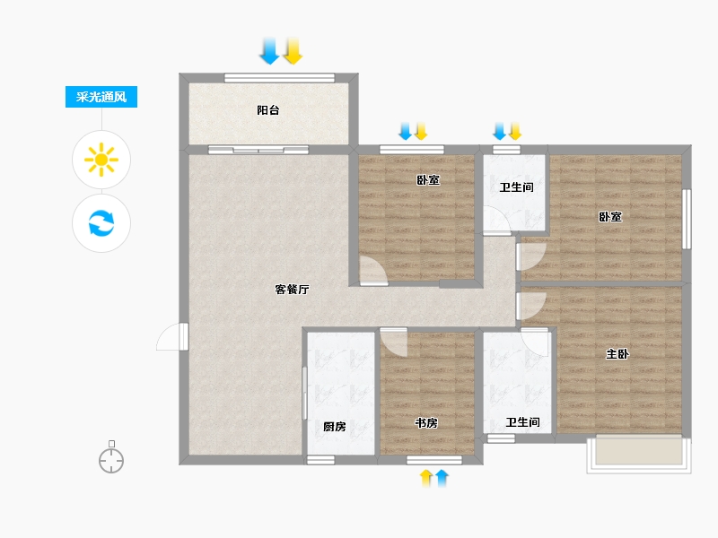 福建省-漳州市-龙江新苑-115.00-户型库-采光通风