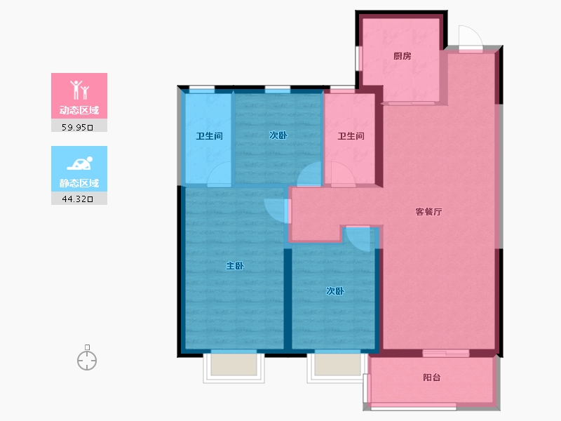 云南省-昆明市-俊发城逸璟峰-93.60-户型库-动静分区