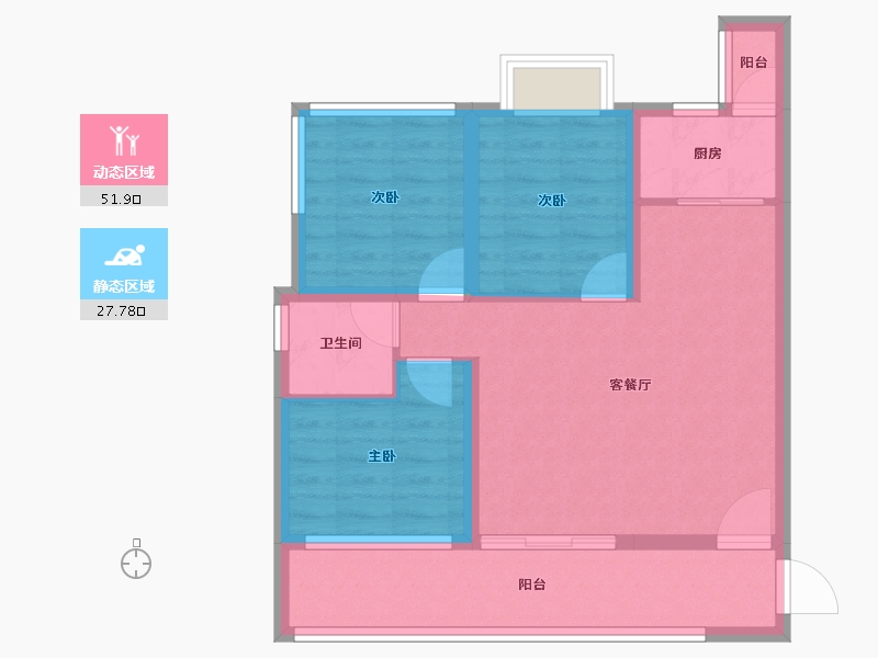 四川省-成都市-珑山樾-70.69-户型库-动静分区