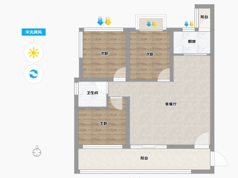 四川省-成都市-珑山樾-70.69-户型库-采光通风