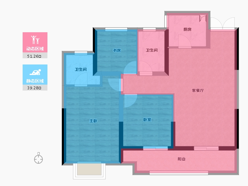 江苏省-徐州市-绿城蘭园-80.53-户型库-动静分区