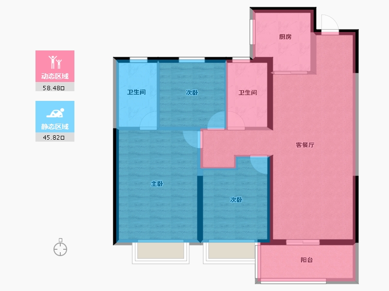 云南省-昆明市-俊发城逸璟峰-93.61-户型库-动静分区