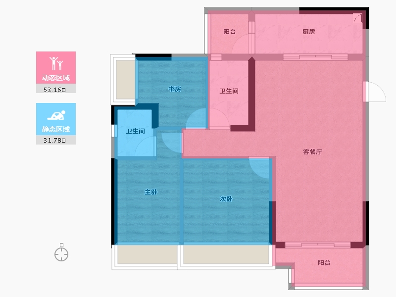 重庆-重庆市-绿地涪陵城际空间站-75.62-户型库-动静分区