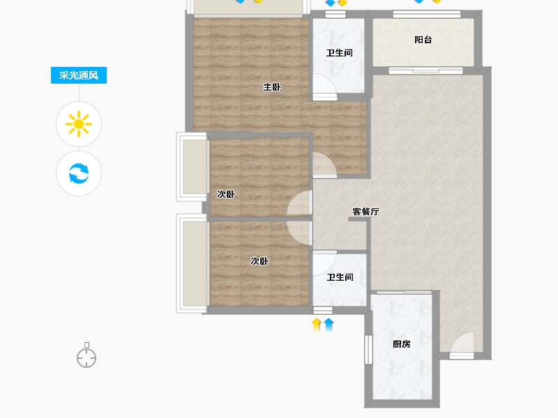 海南省-陵水黎族自治县-雅居乐清水湾-86.77-户型库-采光通风