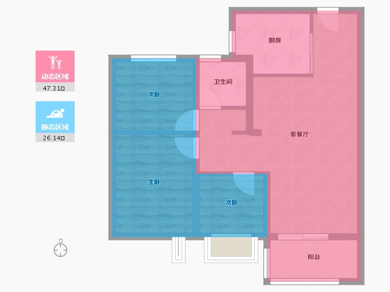 云南省-昆明市-俊发星辰俊园-65.22-户型库-动静分区