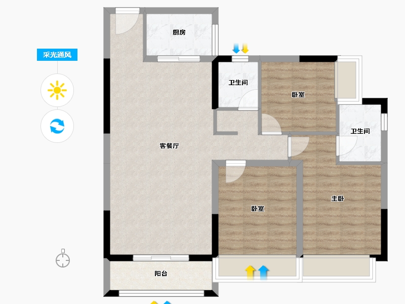 广东省-惠州市-亨柏凯旋华府-87.86-户型库-采光通风