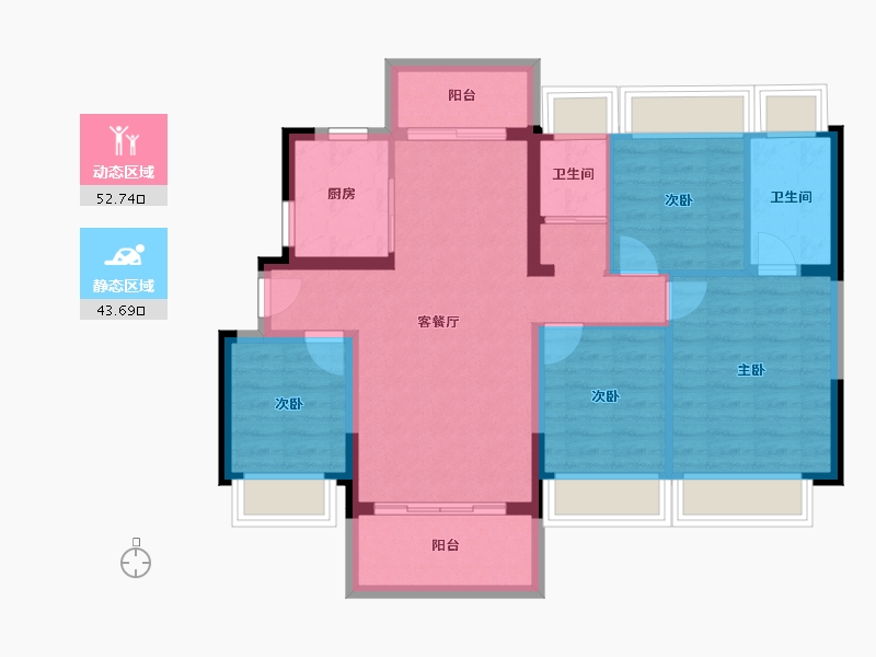 广东省-惠州市-碧桂园中洲云麓花园-86.06-户型库-动静分区