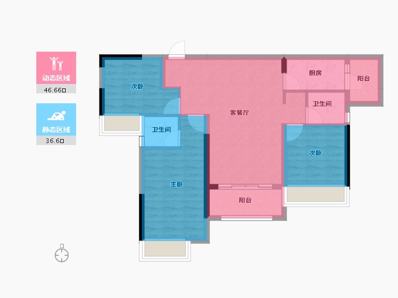 重庆-重庆市-金科长江星辰-73.97-户型库-动静分区