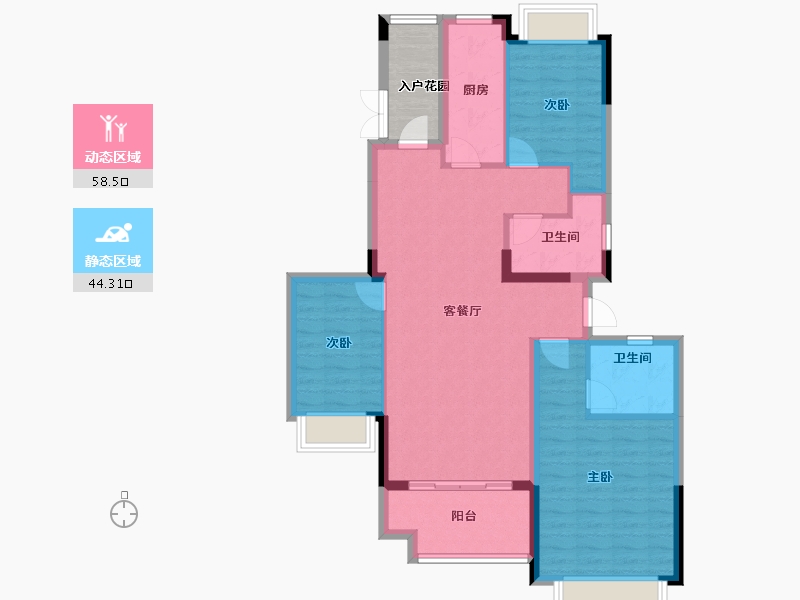 重庆-重庆市-南川恒大滨河左岸-97.27-户型库-动静分区