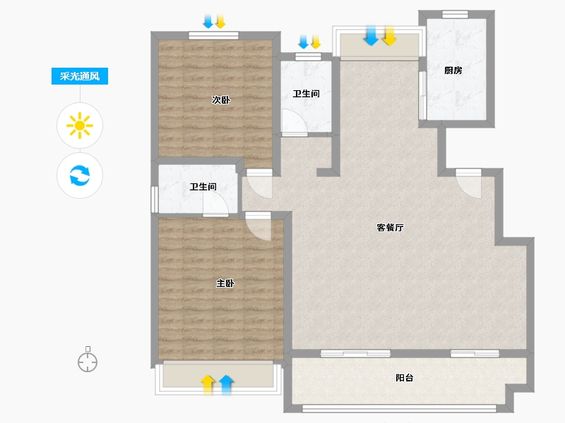 江苏省-宿迁市-新城荷畔-110.00-户型库-采光通风