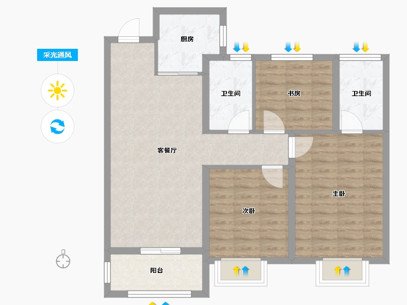 山东省-青岛市-青特星悦-80.00-户型库-采光通风