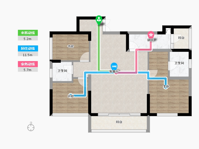 四川省-成都市-金泉怡景-86.57-户型库-动静线