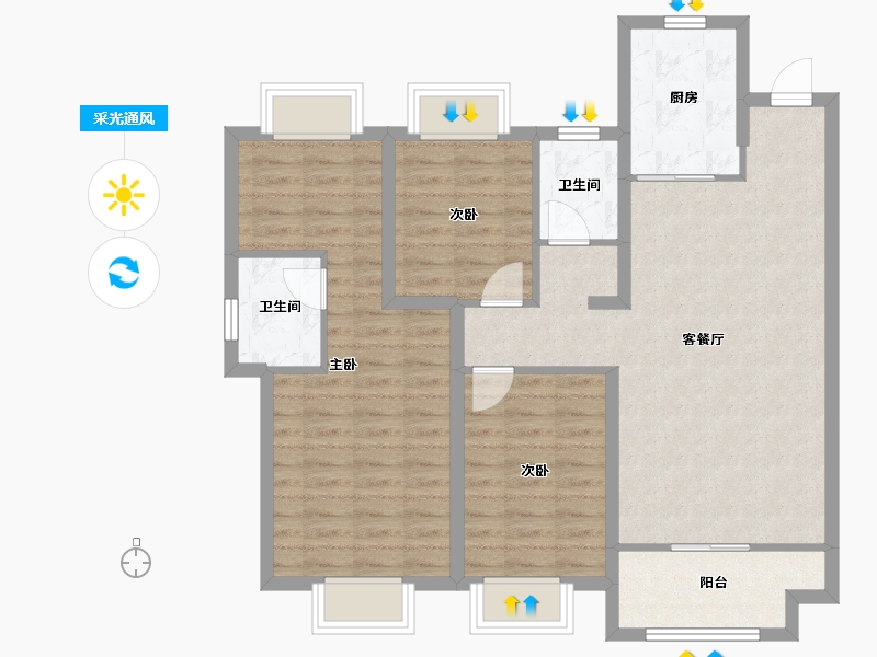 江苏省-徐州市-汉邦景城-94.50-户型库-采光通风