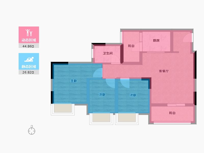 重庆-重庆市-云篆学府-67.00-户型库-动静分区