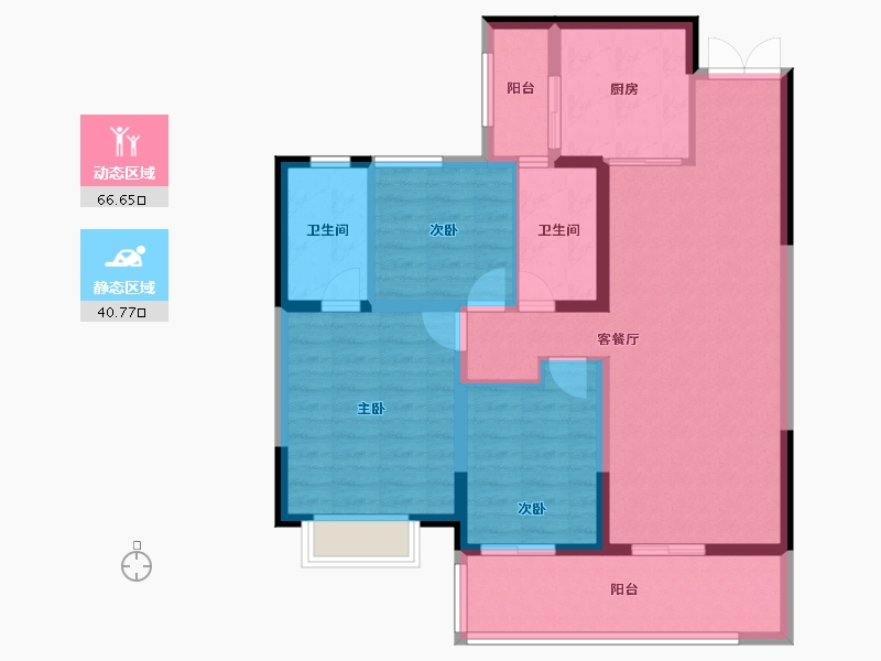 云南省-昆明市-俊发俊尚峰-96.16-户型库-动静分区