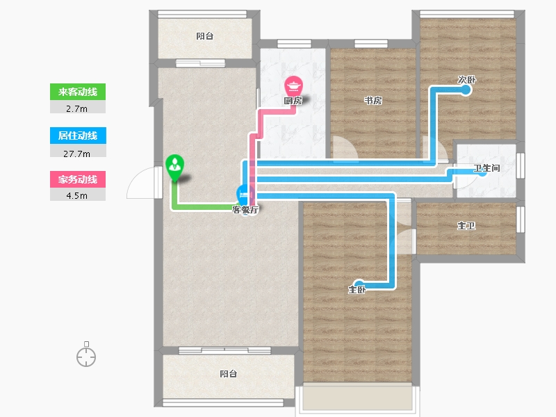 四川省-成都市-汉嘉国际社区-102.48-户型库-动静线