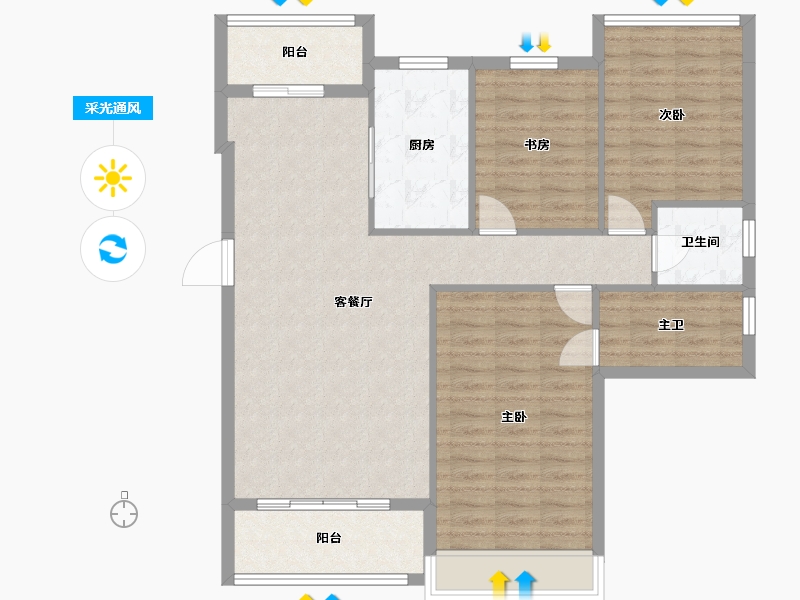 四川省-成都市-汉嘉国际社区-102.48-户型库-采光通风