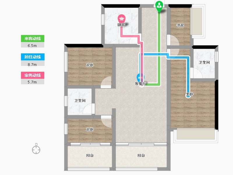 四川省-成都市-唐人街相府花园-95.16-户型库-动静线