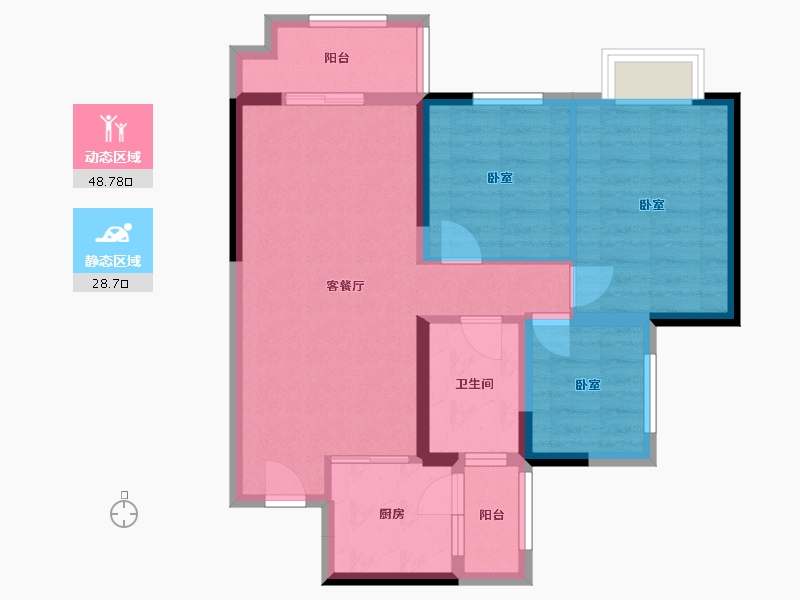 山东省-济南市-碧桂园·天悦-72.00-户型库-动静分区