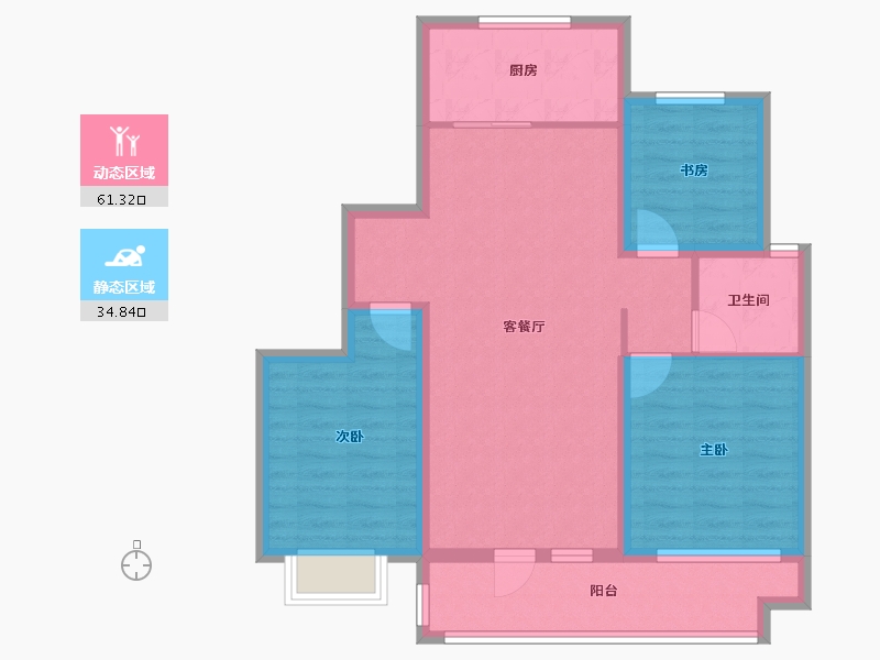 山东省-烟台市-瑞东瑞学府-85.29-户型库-动静分区