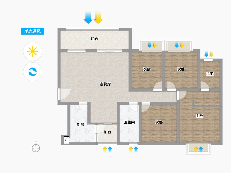 四川省-成都市-汇景新城-113.41-户型库-采光通风