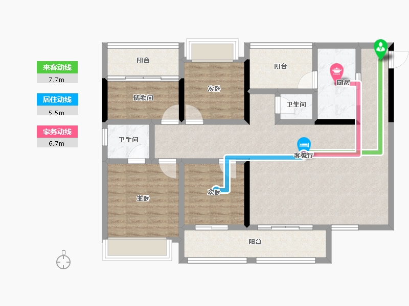 四川省-成都市-唐人街相府花园-105.34-户型库-动静线