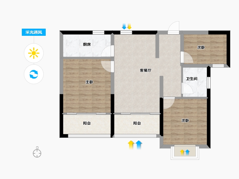 山东省-烟台市-桦林彩雲城-77.60-户型库-采光通风