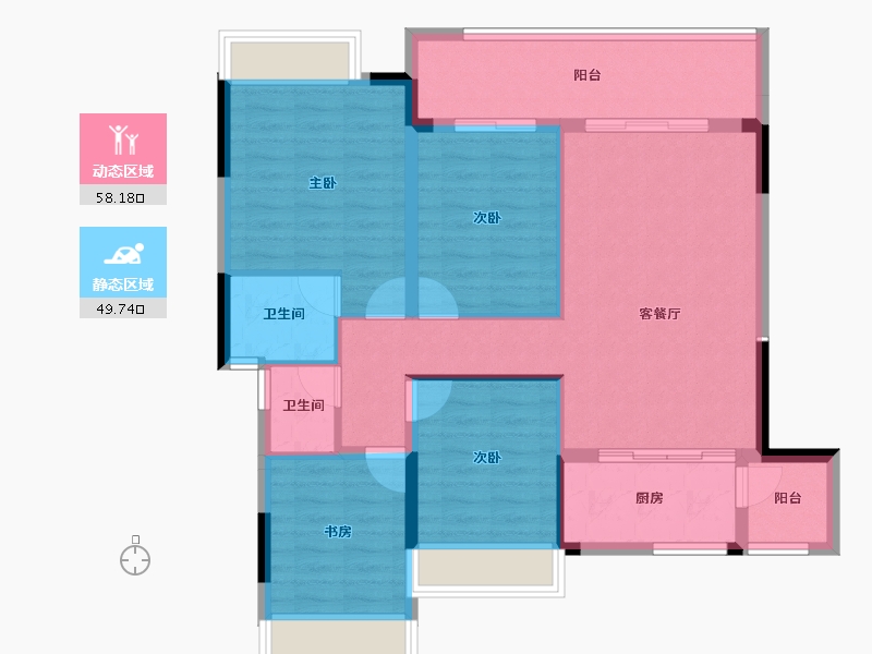 重庆-重庆市-绿地涪陵城际空间站-97.53-户型库-动静分区