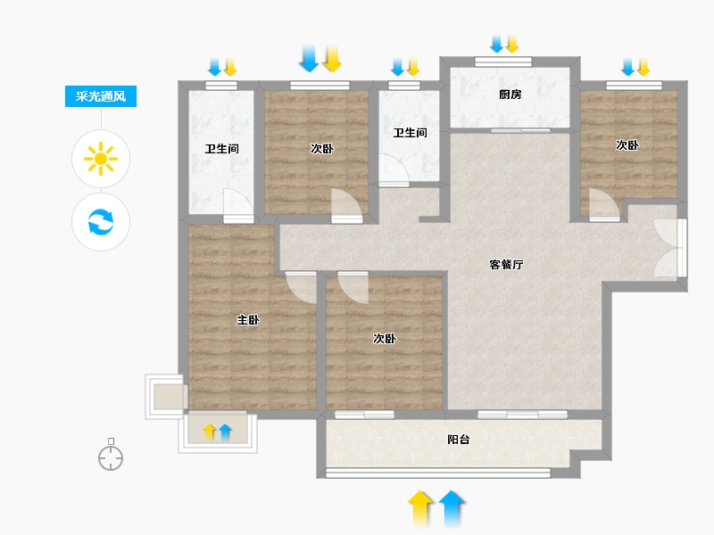 陕西省-西安市-御锦城16期-115.00-户型库-采光通风