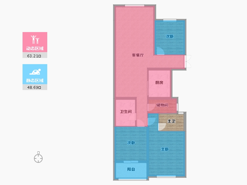 四川省-成都市-汉嘉国际社区-105.13-户型库-动静分区