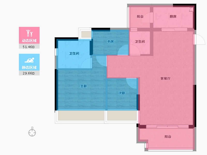 重庆-重庆市-绿地涪陵城际空间站-72.52-户型库-动静分区