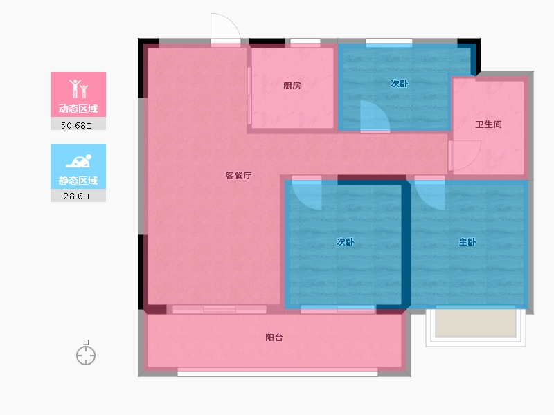 山东省-青岛市-鑫源珺府-70.54-户型库-动静分区