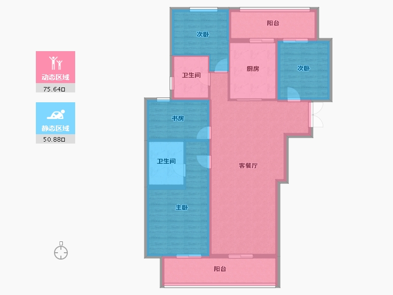 云南省-昆明市-俊发俊尚峰-113.60-户型库-动静分区