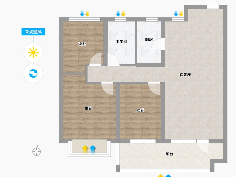 山东省-烟台市-瑞东瑞学府-80.00-户型库-采光通风