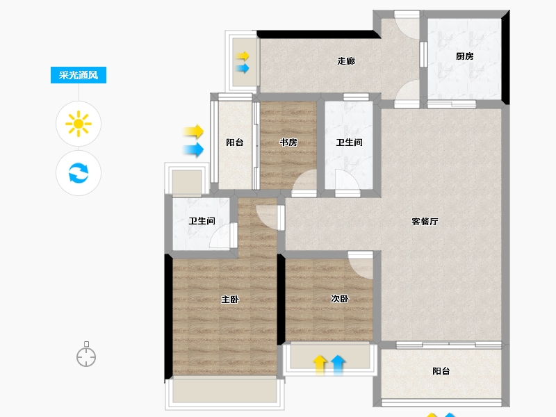 四川省-成都市-唐人街相府花园-93.01-户型库-采光通风