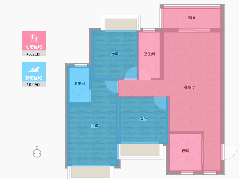 四川省-成都市-桂湖正荣府-72.68-户型库-动静分区